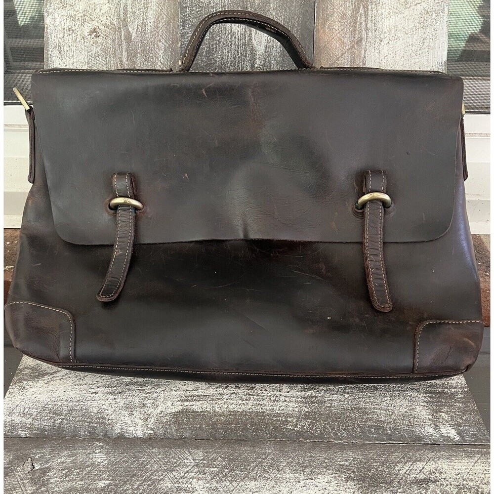 KATTEE MENS LEATHER SATCHEL BRIEFCASE LAPTOP TOTE BAG 15.6''